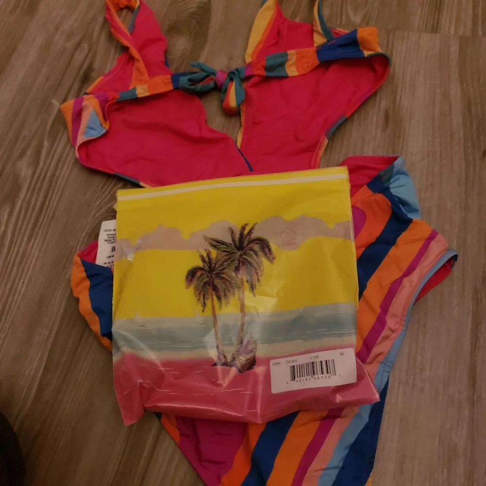 Farm Rio Striped Scarf One Piece - Picture 8 of 10